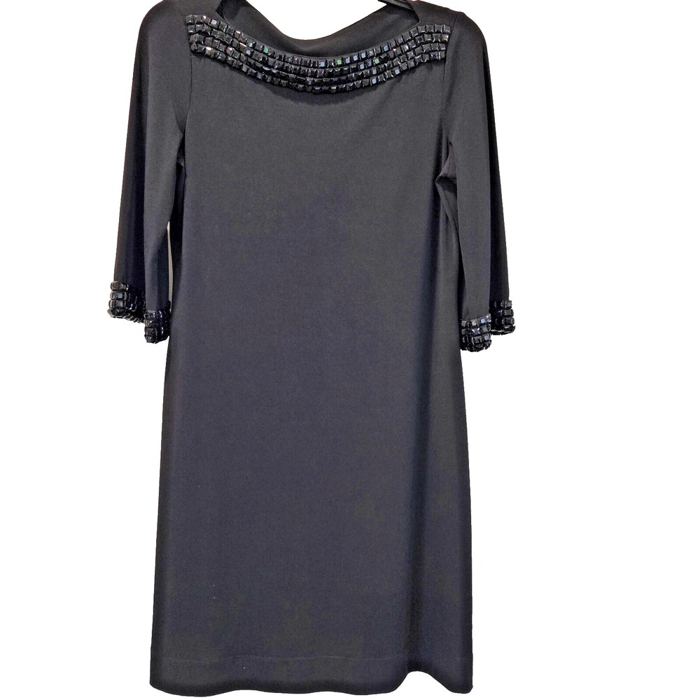 Donna Morgan Black‎ Dress Womens size 6 Beaded Dressy Cocktail Evening Simple